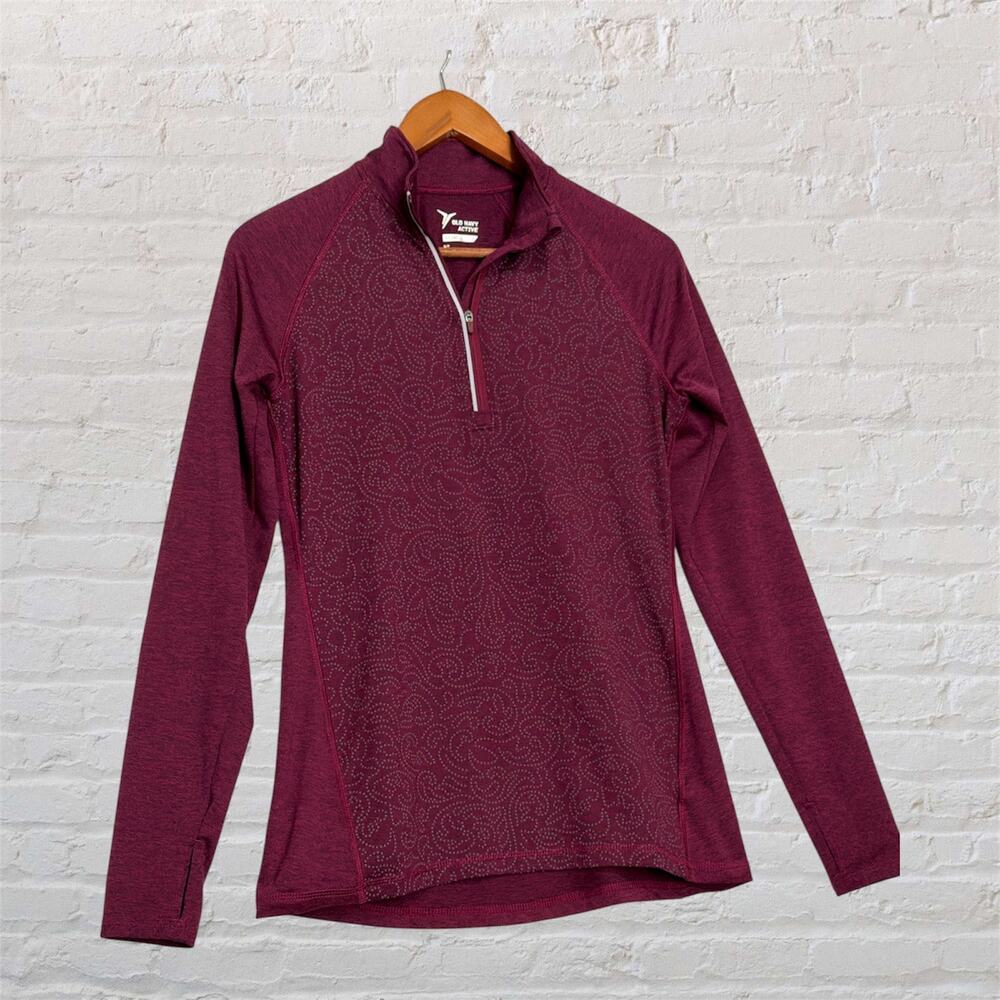 Old Navy Active Small 1/4 Zip Pullover Burgundy Athletic Top